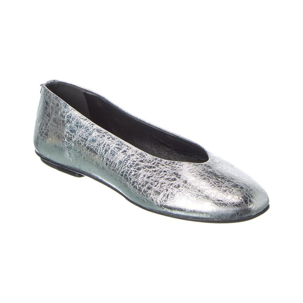 Sergio Rossi Arc Leather Flat, Silver